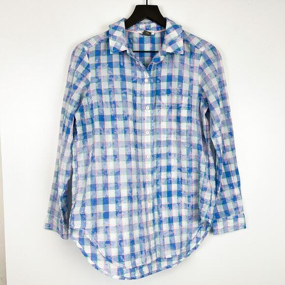 Pilcro Anthropologie Size S Button Down Boyfriend Shirt Blue Washed - Picture 1 of 12